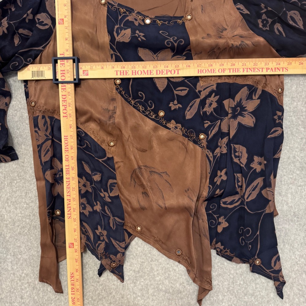 Vintage Tienda Ho Tambora Patchwork Tunic Top Floral Mirror Rayon OS Whimsigoth - Picture 3 of 10